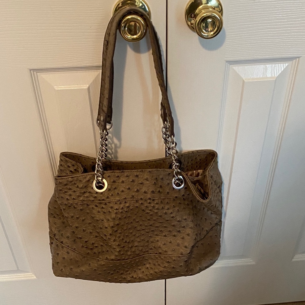 Chic Brown Shoulder Bag with Chain Straps